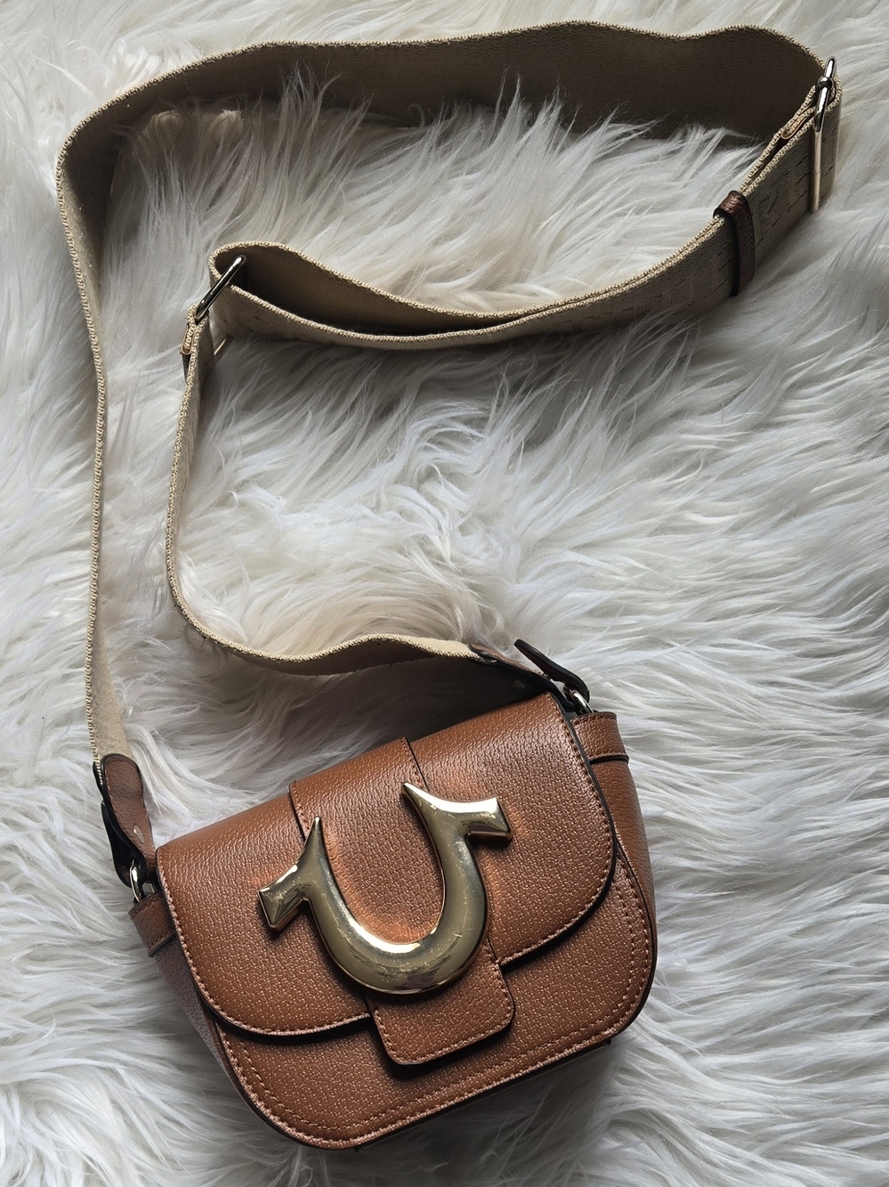 True Religion Brown Leather Crossbody Bag